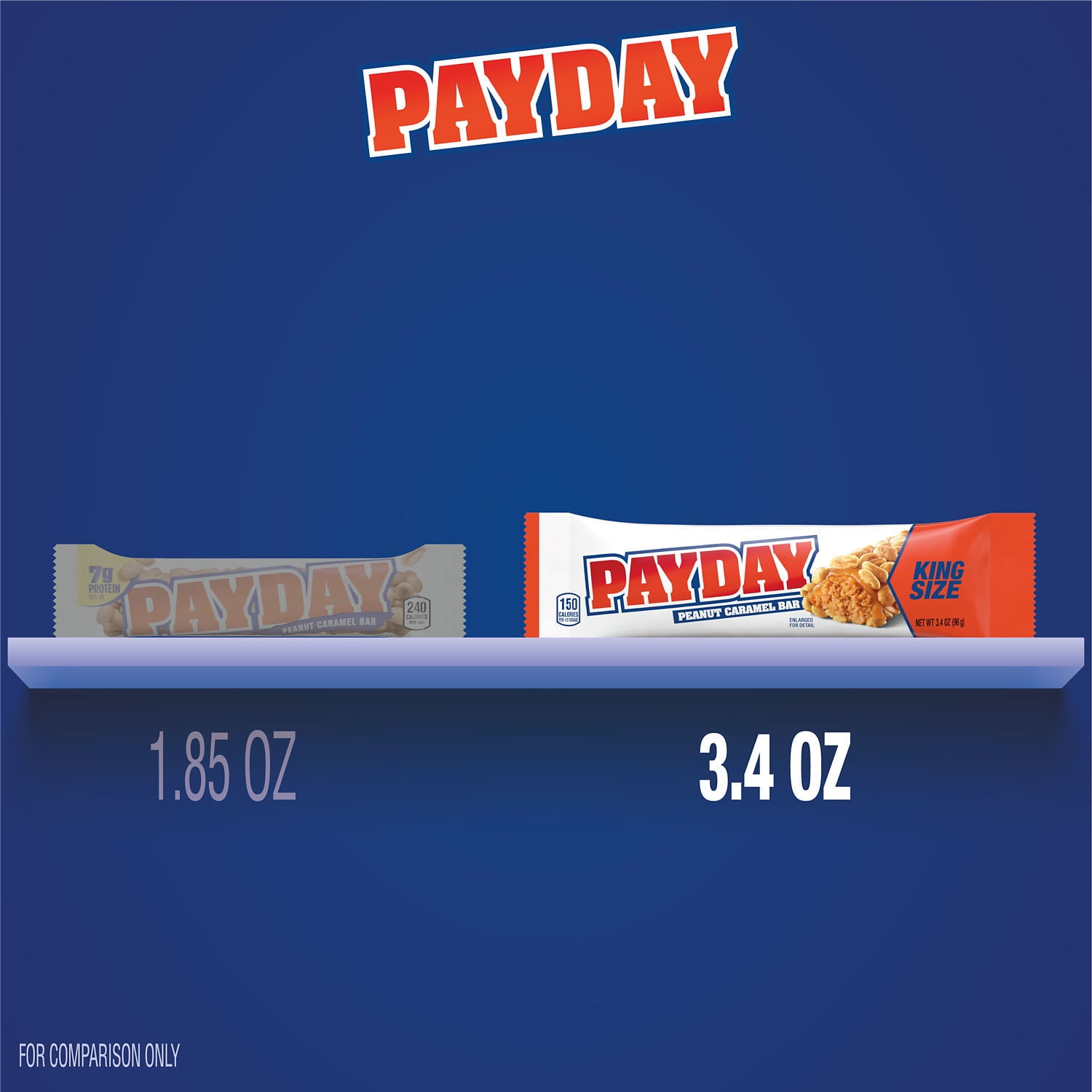 Payday Peanut Caramel King Size Candy, Bars 3.4 oz, 18 Count