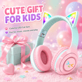 thumbnail image 6 of RNKR Kids Headphones Cat Ears,Kid Wireless Headphones For Study | Gradient Color Headphones With Microphone And LED Light For Home, School, 6 of 9