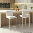 thumbnail image 2 of Fuji Contemporary High Back Counter Stool In Stainless Steel And White Faux Leather - Set Of 2, 2 of 8