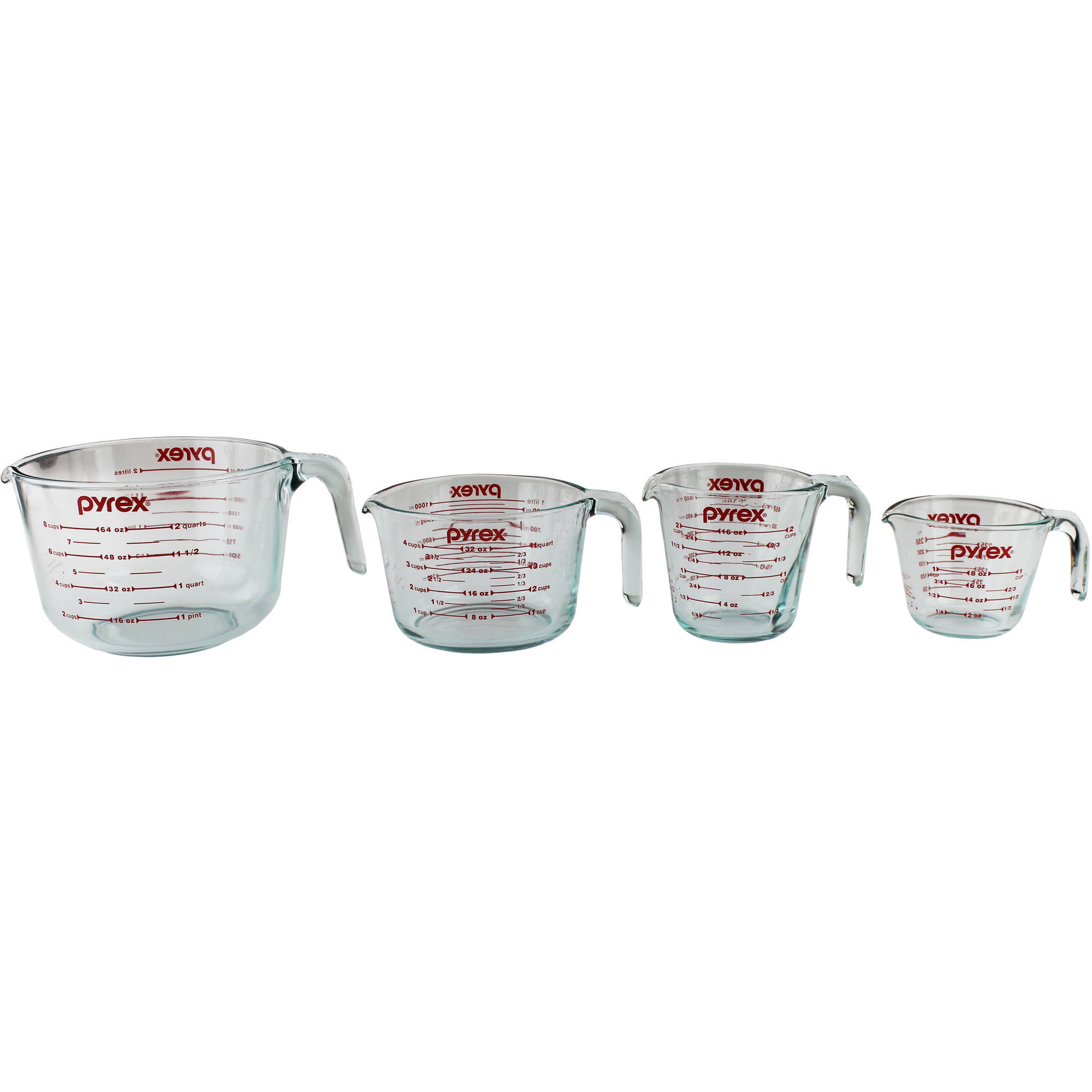 Pyrex Glass Measuring Cups 4 Cup / 1 qt. / 1 Liter & 2 Cup / 1 Pint / 500  ml.