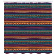 thumbnail image 3 of Ambesonne Striped Shower Curtain, Retro Aztec Art, 69"Wx75"L, Teal Plum and Orange, 3 of 3