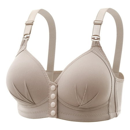 Gunia Women Maternity Nursing Bras New Large Front Button Bra Breastfeeding Wireless Gathering Side Fold Thin Cup Button Tank Top Bra Dailywear