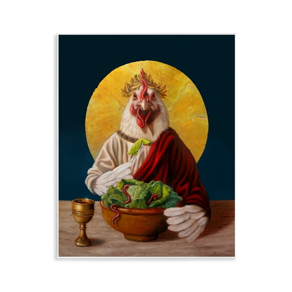 Stupell Industries Classic Hen with Meal Novelty & Humor Painting Unframed Art Print Wall Art, 11 x 14