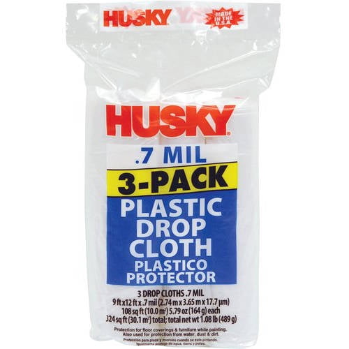 Husky Plastic Drop Cloth, 0.7 Mil, 3-Pack