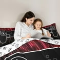 thumbnail image 5 of jejeloiu Modern Gamer Gaming Queen Comforter Set,Cartoon Console Game Bedding Sets,Red Black Bedding Comforter Set For Boys Teens,Ultra Soft Home Decor Reversible,3pcs, 5 of 8