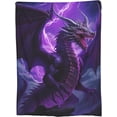 thumbnail image 5 of Dragon Blanket 60"X80"Animal Throws Purple Blanket Gifts Dragon Lover Dragon Decor Soft Cozy Fleece Flannel Bedding Blanket for Boys Girls Kids, 5 of 6