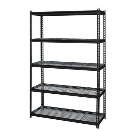 Space Solutions - 2300 Riveted Wire Deck Shelving, 5-Shelf, 18Dx48Wx72H - Black