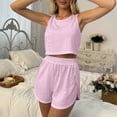 thumbnail image 6 of BUIGTTKLOP Lounge Sets for Women Eyelet Sleeveless Crewneck Cropped Tank Tops Wide Leg Summer Shorts 2 Piece Outfits, 6 of 6