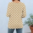 thumbnail image 4 of Viluyesy Round Neck T-Shirt for Womens 3/4 Sleeves Shirt Tops Relaxed Button Loose Blouse Khaki Size S, 4 of 7