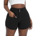 thumbnail image 5 of Gocolloa Women Plus Size Jean Shorts Stretchy 3.5" Sexy Trendy Patch Pocket High Waisted Denim Shorts Black 14W, 5 of 5