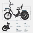 thumbnail image 4 of MOONCOOL Folding Electric Trike w/ Storage Bags , 48V Peak 1350W 3 Wheel Electric Bike for Adults, 20"x4.0" Fat Tire 7 Speed Electric Tricycle with 14.5Ah Battery, Rear Differential, Aluminum Frame, 4 of 14