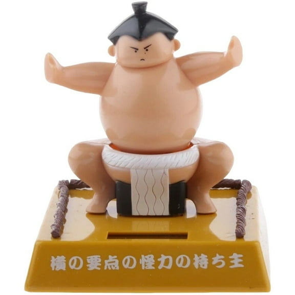 Solar Powered Sumo Wrestler Figurine Funny Car Shaking Head Toy Statue Car Dashboard Ornament Home Decorations