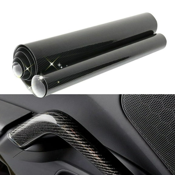 30x152cm 5D Black Carbon Fiber Car Vinyl Foil Film Wrap Roll Sticker Decal