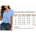 thumbnail image 7 of JuneFish Women's Summer Floral Tunic Tops Short Sleeve V Neck Casual Pleated Blouse, 7 of 7