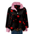 thumbnail image 5 of Valentines Day Outfit Women Long Sleeve Button Up Valentine Heart Lapel Collared Dressy Blouse, 5 of 5
