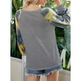 thumbnail image 4 of Camiseta de mujer Tie Dye Costura impresa Top Cuello redondo Manga larga Blusa de otoño Sudadera informal, Gris, M kenally AP003999-10, 4 of 7