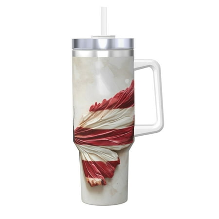 

Cauagu American Flag Butterfly Wall Print Stainless Steel Vacuum Insulated Tumbler 40oz Water Bottle with Handle & Flip Straw Reusable Travel Coffee Mug for Women & Men