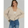 thumbnail image 4 of Women's Long Sleeve V-Neck Button Down Cardigan Chunky Oversized Knit Open Front Trendy Sweater Outerwear, 4 of 4