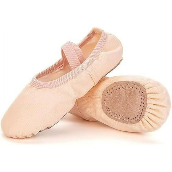 VINGT ANS Girls Ballet Shoes Cotton Canvas Dance Slippers No-Tie Boys Dance Shoes