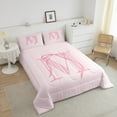 thumbnail image 3 of Erosebridal Bowknot Comforter Sets Queen Size for Teens, Initial M Letter Comforters & Duvets, Monogrammed Decor, Lightweight, 3 of 8