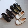 thumbnail image 6 of YunPes Girls Dress Shoes Shiny Glossy Mary Jane Wide Toe Flats Adjustable Bow Strap School Uniform Shoes Fashion Casual, 6 of 6