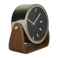 thumbnail image 6 of DecMode Stainless Steel Modern Round Decorative Desk Clock 6"W x 6"H, with Metallic Silver and Leathery Brown Stand, 6 of 8