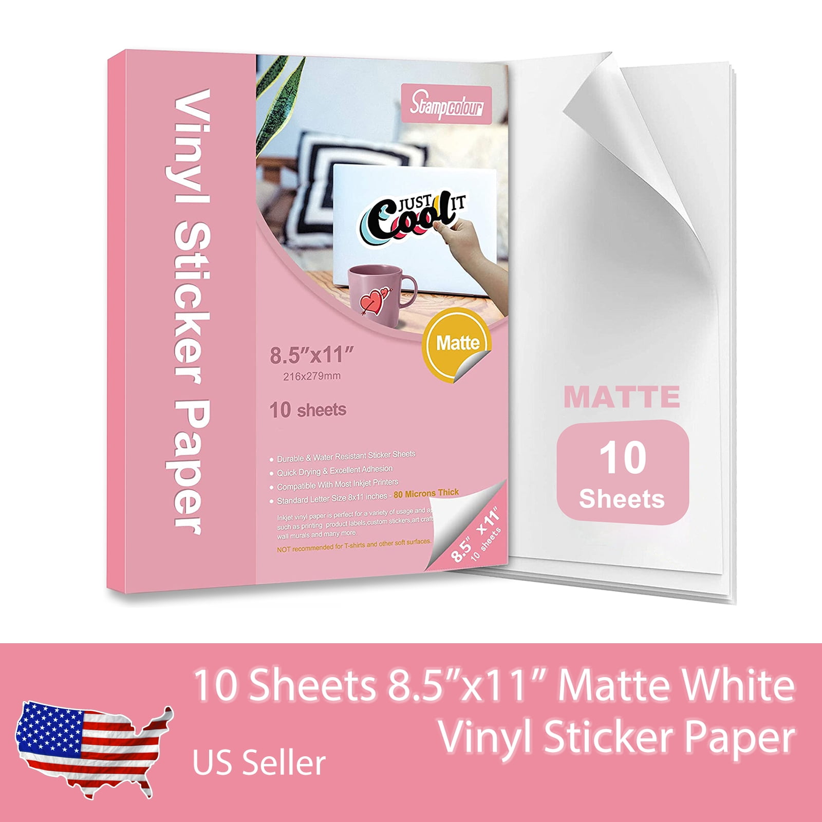 printable vinyl sticker paper for ink jet printer matte sticker paper 10 sheets blank 8 5x11 in waterproof decal paper walmart com