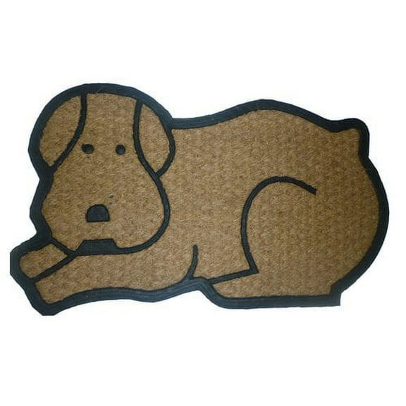 geo crafts rubber back shaped dog-flat weave doormat