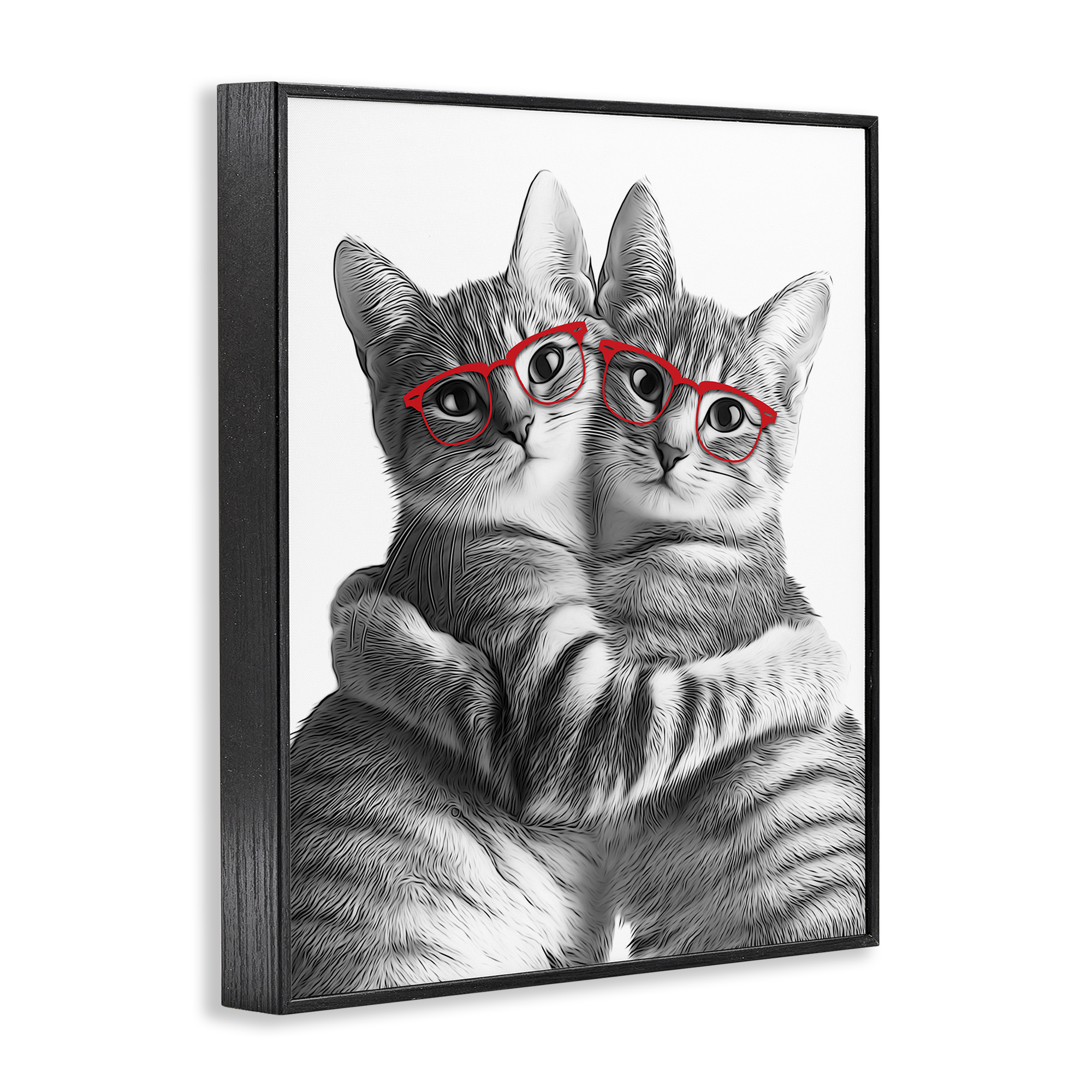 Stupell Industries Cat Pair with Glasses Animals & Insects Painting Black Framed Art Print Wall Art, 11 x 14