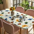 thumbnail image 3 of Spring Butterfly Dragonfly Table Cloths for 5 Foot Rectangle Tables, Beige Botanical Floral Rustic Patio Waterproof Elastic Fitted Tablecloths, Washable Rectangular Table Cover for Camping, 3 of 8