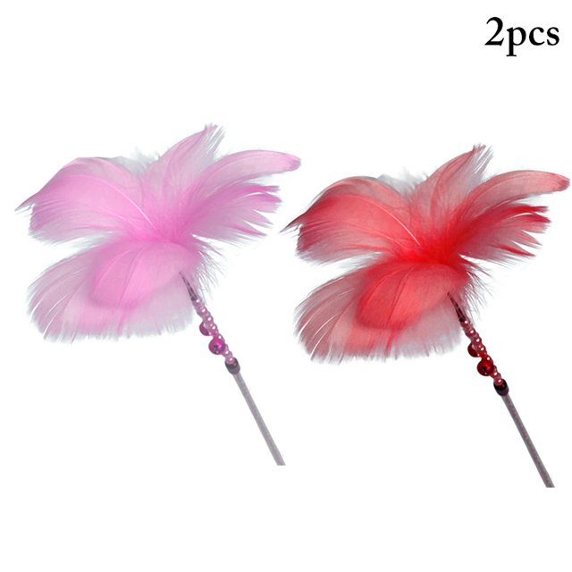 2 Pcs Cat Plume Teaser Interactif Belle Chat Jouet Interactif Chat Teaser Baguette