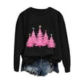 thumbnail image 4 of Kaprioy Sweatshirts for Women Pink Christmas Tree Graphic Fall Fashion Clothing Long Sleeve Shirt Holiday Gift Pullover Tops Black, L, 4 of 6