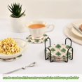 thumbnail image 7 of 6 Pcs Drink Coasters with Holder 3.94in Woven Coasters for Drinks Watercolor Green Christmas Tree Coaster Set for Protection Table, 7 of 7