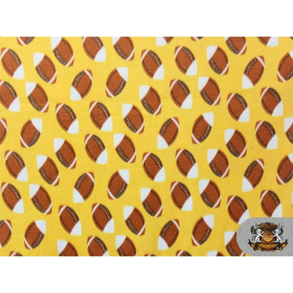 Fleece Fabric Printed *FOOTBALL YELLOW* By the Yard N-260