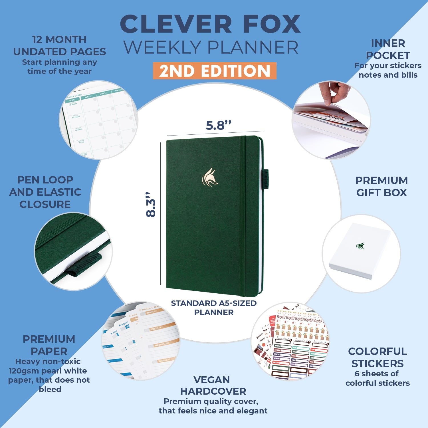 Clever Fox Planner 2nd Edition - Forest Green