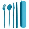 thumbnail image 2 of Hadanceo 4Pcs/Set Reusable Portable Plastic Cutlery Set with Storage Box Students Spoon Fork Cutter Chopsticks Tableware Set for Outdoor Travel, 2 of 8