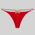 thumbnail image 2 of Fulorrnie Low Rise Seamless Cotton Panties Butterfly Embroidery Delicate Band Underwear for Women No Show Thongs Ladies Briefs Boyshorts, Red, XL, 2 of 3