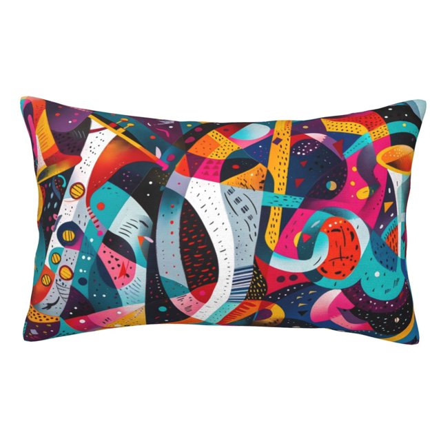 Balery Abstract Jazz Instrumental Funda de Cojín Estampada, Regalos para Mujeres, Regalos de Amor para Ella, Regalos para Novia o Esposa, Funda de Almohada-14"x20"