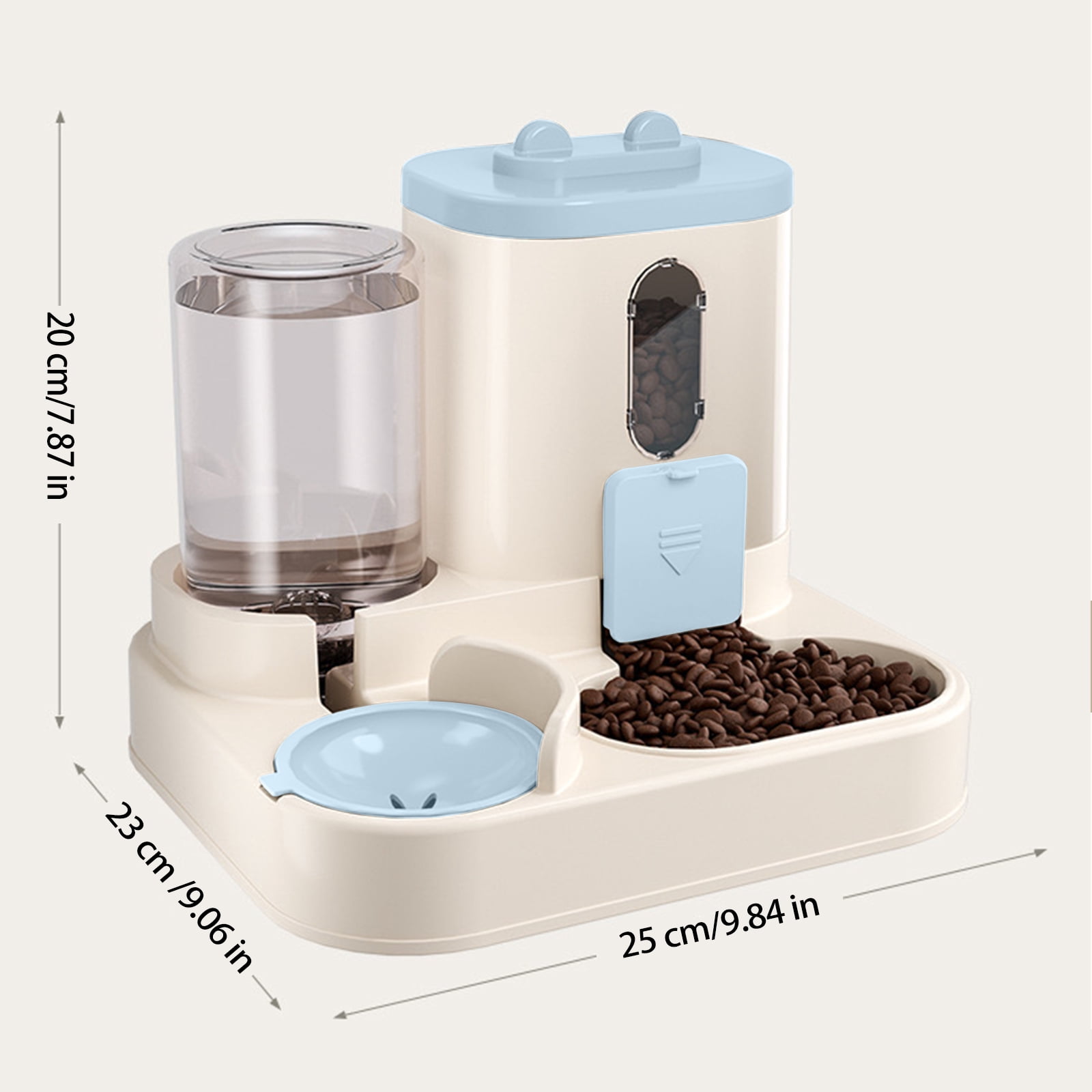 2 in 1 Pets Feeder and Water Dispenser Combo Set, Pet Cat Dog Automatic Feeder and Water Dispenser for Small and Medium Pets Cats Dogs, Blue