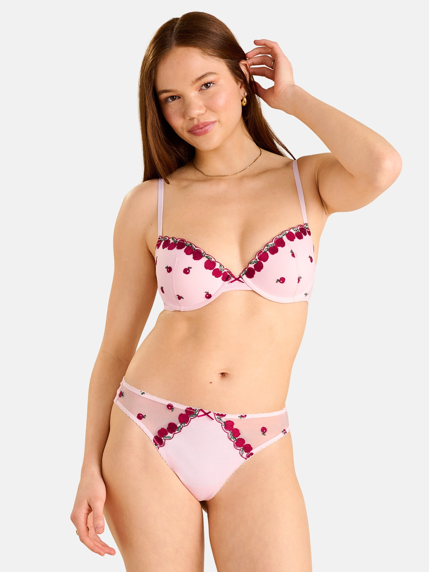 Fresh by Fruit of the Loom Women's Cotton Embroidery Push-Up Bra, Size XS-XXL