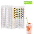 thumbnail image 1 of Paper Drinking Straws for Beverages, Assorted Colors Striped Biodegradable Disposable Straws, 0.6 cm Diameter x 19.7 cm Length, Eco-Friendly for Parties, Weddings & Daily Use, 1 of 8