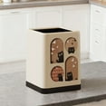 thumbnail image 5 of Household Trash Can with Lid – Double Barrel Decorative Trash Bin with Wheels, Cartoon Pattern, Anti-Slip Base – Large Capacity Garbage Basket for Bedroom, Living Room, Kitchen (White), 5 of 5