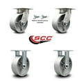 thumbnail image 2 of 6 Inch Kingpinless Semi Steel Wheel Caster Set 2 Swivel Locks 2 Rigid SCC, 2 of 2