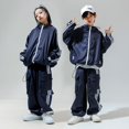 thumbnail image 5 of Traje de hip hop para niños, suéter azul para baile callejero, pantalones, ropa de baile de jazz para niñas, traje de actuación de hip hop, ropa rave, 5 of 5