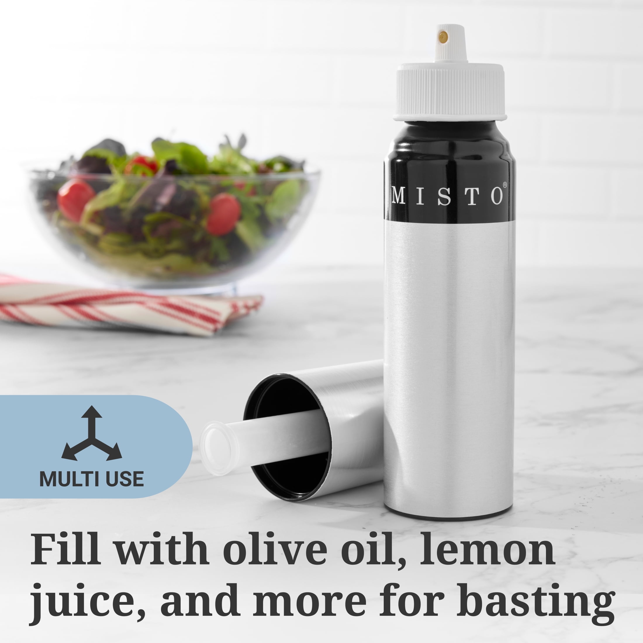 Misto Aluminum and Plastic Bottle Refillable Oil Sprayer, Silver