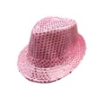 thumbnail image 1 of RUNQHUI Women Men Sequin Fedora Hat Disco Hat Jazz Dance Hat Hip-Hop Rapper Stage Performance Pink One Size, 1 of 4