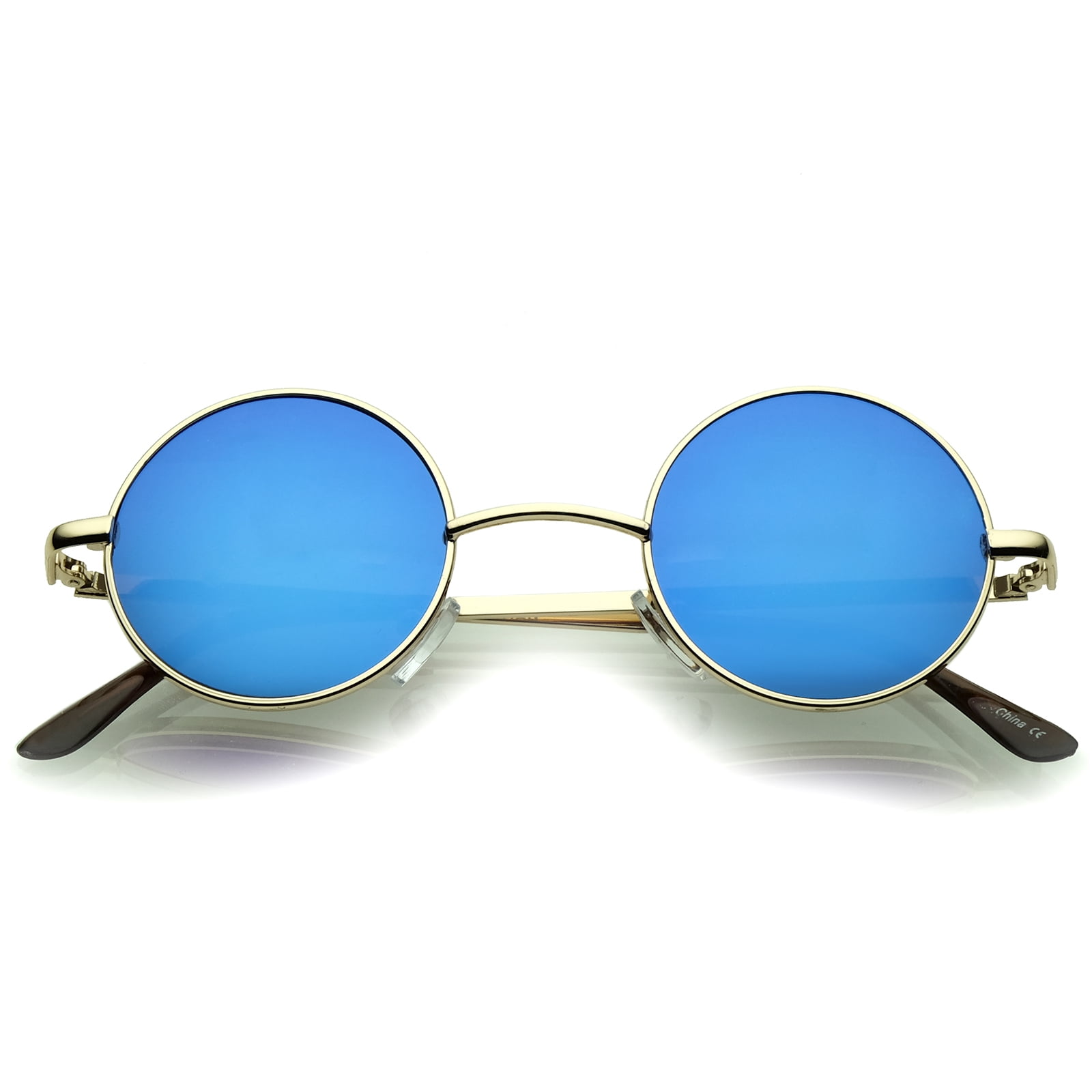 Sunglassla Unisex Small Retro Lennon Inspired Style Colored Mirror Lens Round Metal Sunglasses