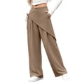 thumbnail image 6 of TEAJOPSUU Women's Wide Leg Pants High Waisted Tie Waist Wrap Pants with Pockets Casual Solid Color Daily Pants Khaki, 6 of 7