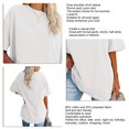 thumbnail image 3 of Camiseta holgada de manga corta para mujer, camiseta de manga corta con cuello redondo y hombros caídos de Color puro para uso diario blanco XXL, 3 of 4