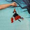 thumbnail image 6 of Halloween Hanging Witch Decor - 9.06 Inch Witch Doll with Broomstick and Detailed Skirt - Flying Sorceress Ornament for Window Door Tree Indoor Outdoor Halloween Party Haunted House Decorations, 6 of 7